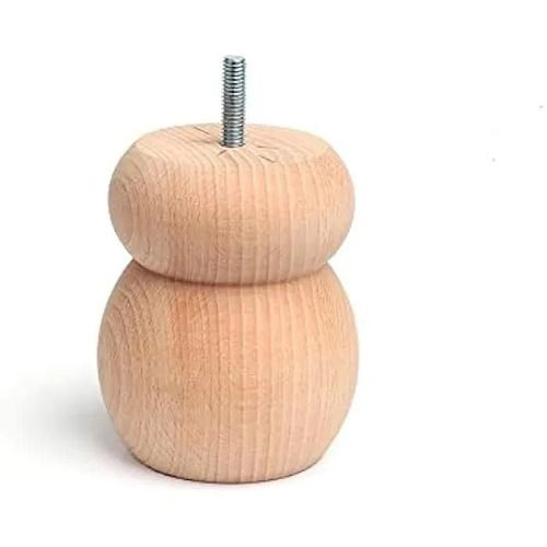 Poteau En Bois Rond - Roi - Mod.450 - Hauteur 85 Mm - Bois D'hêtre - Couleur Écru