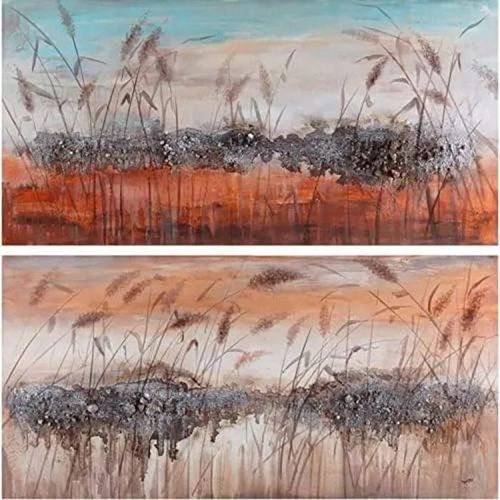 Tableau - DKD HOME DECOR - Estándar - Rouge et beige - 140 x 3,5 x 70 cm - Contemporain