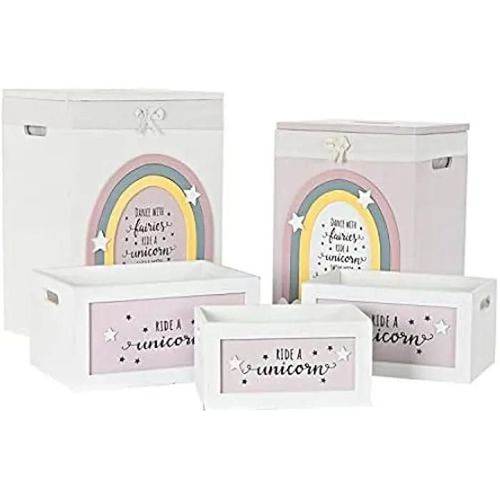 Jeu De Paniers - Dkd Home Decor - Standard - Jaune Et Blanc - Bois De Paulownie - 59,5 X 44 X 34,5 Cm