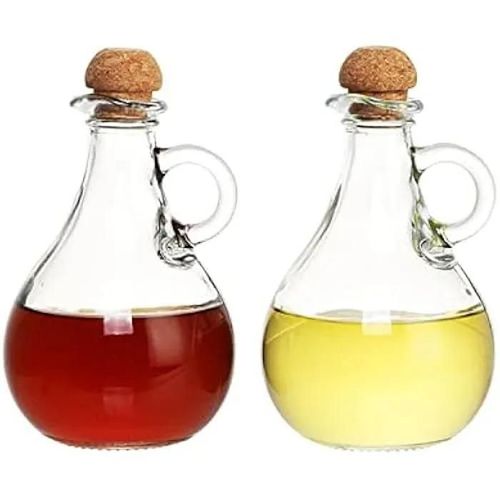 Set D'huile Et De Vinaigre - Dkd Home Decor - 230 Ml - Transparent - Liège Et Verre - 9x9x14,5 Cm