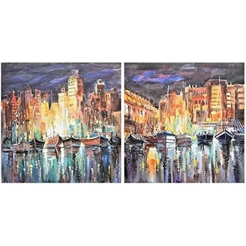 Décoration murale - DKD HOME DECOR - Lot de 2 tableaux - Multicolore - 80 x 80 cm - Style contemporain