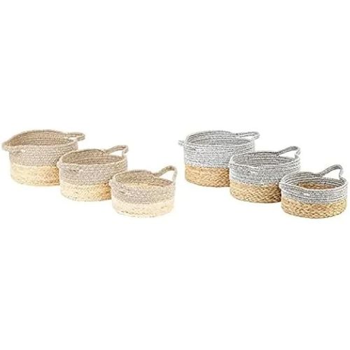 Jeu De Paniers - Dkd Home Decor - Standard - Coton - Beige Et Gris - 33 X 56 X 29 Cm