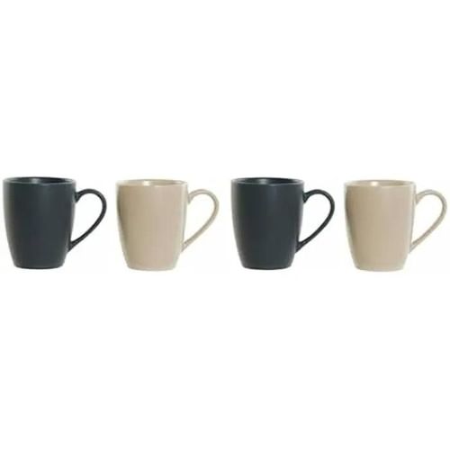Tasses En Bois D'hévéa - Dkd Home Decor - Lot De 4 - Gris Foncé - 300 Ml - Décoration Maison