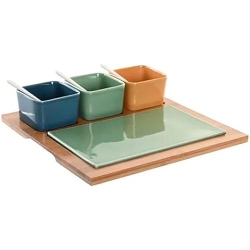 Set D'apéritif - Dkd Home Decor - Multicolore - Bambou Et Porcelaine - 34 X 47 X 33 Cm