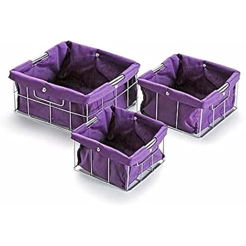 Panier De Rangement - Versa - Lot De 3 - Couleur Violet - Plastique - Pour Salle De Bain