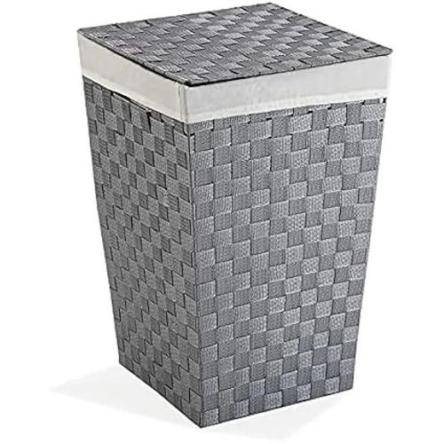Panier à linge - VERSA - Gris - Accessoires de buanderie - Pratique et élégant - Idéal pour la salle de bain