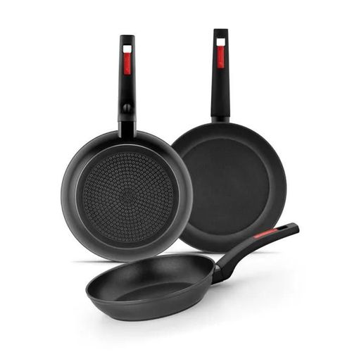 Monix Sunset | Lot De 3 Poêles 18-22-26 Cm En Aluminium Forgé, Antiadhésives, Manche En Bakélite, Tous Feux Dont Induction