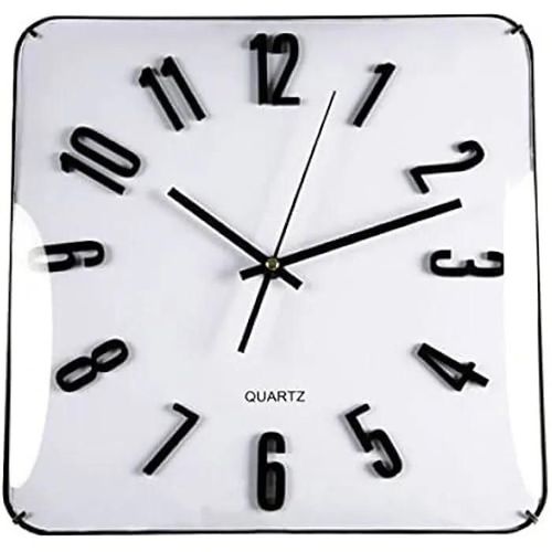 Horloge - VERSA - Carrée - 31 cm - Blanc - Décoration murale - Contemporain