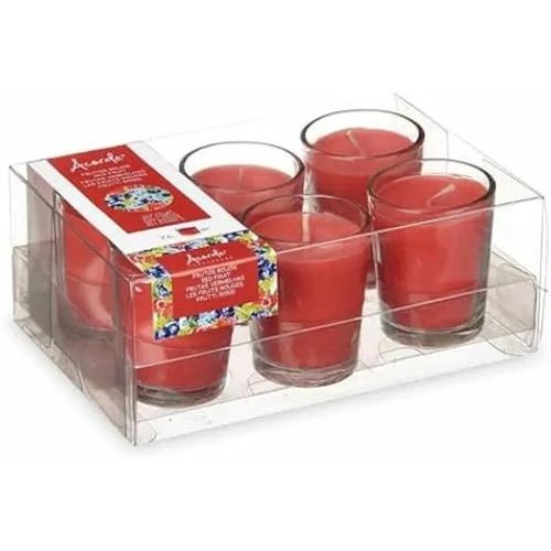 Bougies parfumées - Verre - Fruits rouges - Lot de 12 - 6,5 cm - Parfum d'ambiance