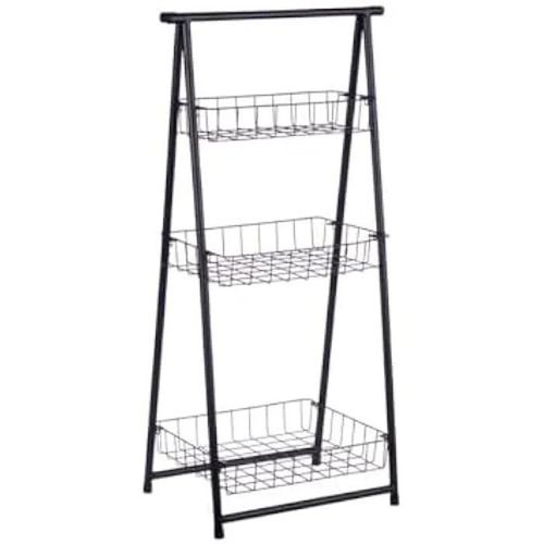 Étagère - Kinvara - Noir - 44 X 31 X 90 Cm - Métal - Petit Meuble Complément