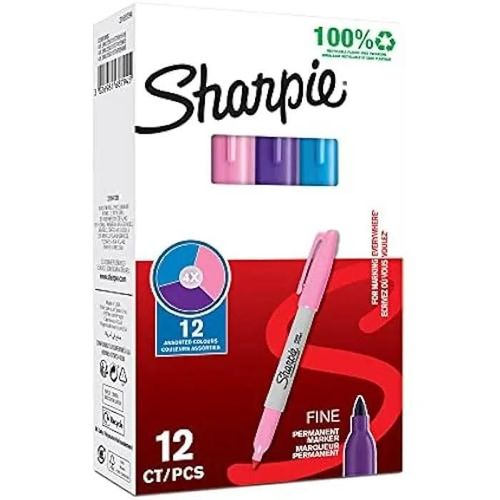Marqueurs - Sharpie - 94327 - Lot De 12 - Pointe Fine 1,0 Mm - Multicolore - Indélébile