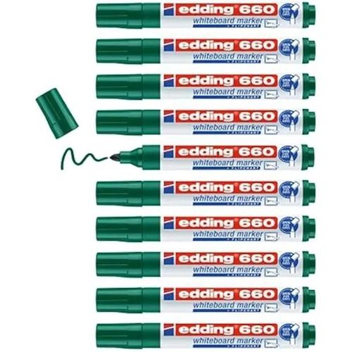 Marqueur Pour Tableaux Blancs - Edding - 660 - 10 Stylos - Pointe Ronde 1,5-3 Mm - Vert