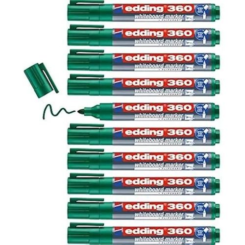 Marqueur Pour Tableaux Blancs - Edding - 360 - 10 Stylos - Pointe Ronde 1,5-3 Mm - Vert