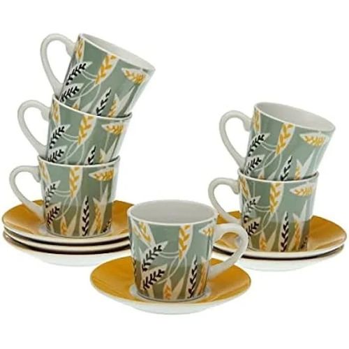 Tasses Avec Assiette - Versa - Lot De 6 - Multicolore - Porcelaine - Rond