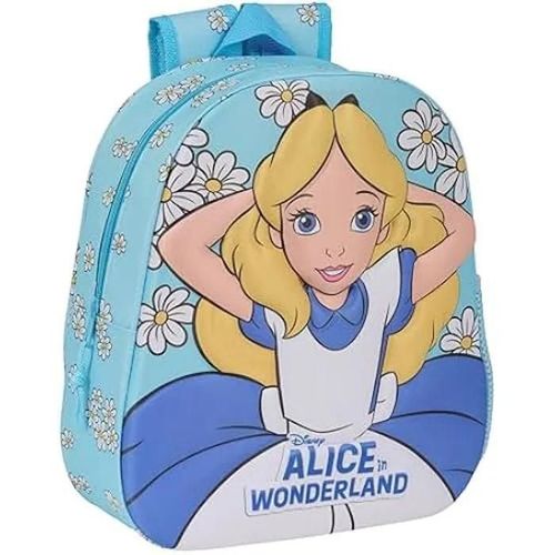 Alicia au pays des merveilles - Sac à dos d'école, avec design 3D, adaptable au chariot, idéal pour les enfants de différents âges,