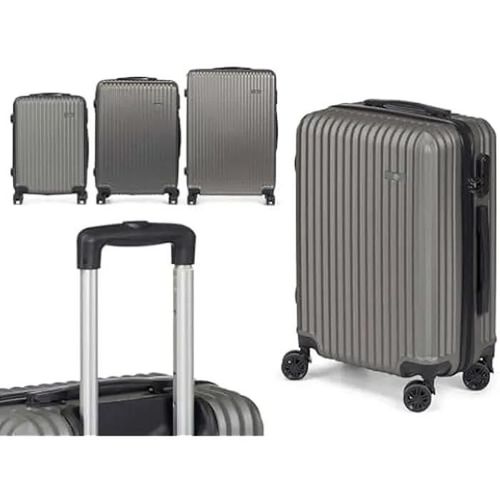 Ensemble de trois valises gris foncé - Soute - Rigide - 4 roulettes - Mixte
