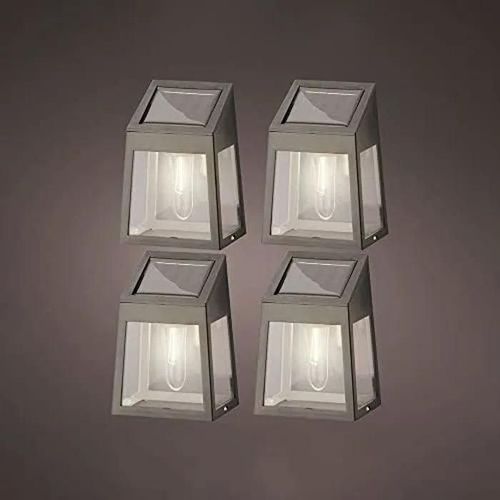 Applique solaire - LUMINEO - H13cm - Lot de 4 pièces - Gris - Plastique - Résine