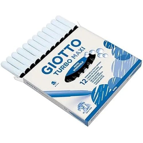 Feutres Giotto Turbo Maxi - Fila - 12 Pièces - Pointe En Polyester - Encre Lavable - Capuchon Ventilé