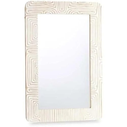 Miroir - GIFT DECOR - Miroir Mural Blanc Marron - Bois de Manche - 90 x 60 cm - Design Contemporain