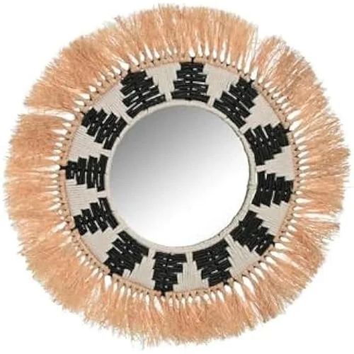 Miroir mural - HOME ESPRIT - Modèle Tropical - Blanc et Noir - 50 x 50 cm - Design Contemporain