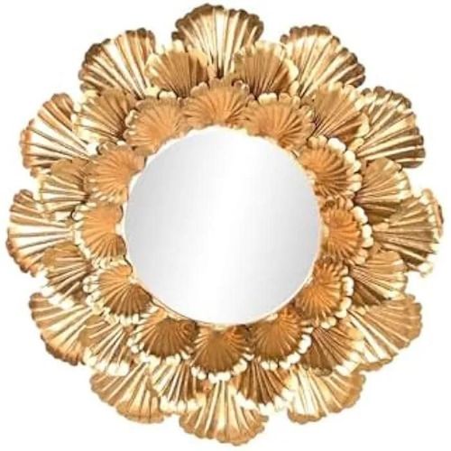 Miroir mural - HOME ESPRIT - Feuille de Plante - Métal doré - 76,5 x 76,5 cm - Design contemporain