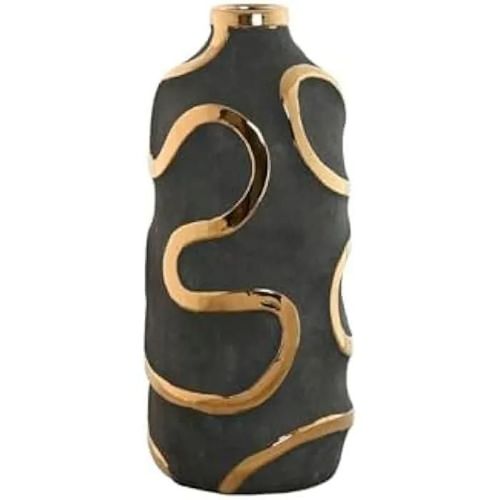 Vase décoratif - HOME ESPRIT - Abstrait Moderne - Gris doré - 19 x 19 x 45 cm - Multicolore