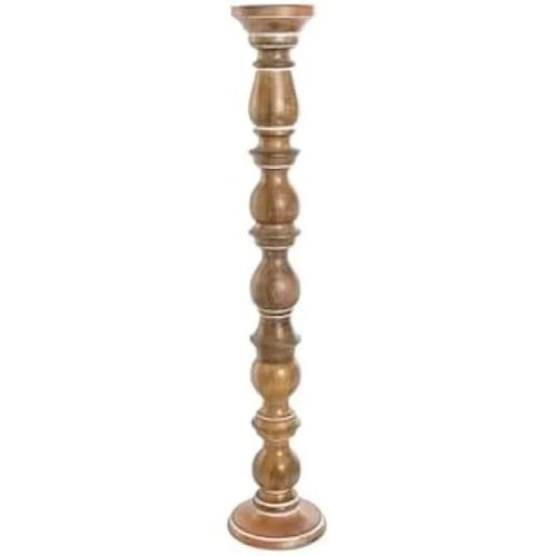 Bougeoir - HOME ESPRIT - Marron - Bois de manguier - 15 x 15 x 76 cm - Romantique