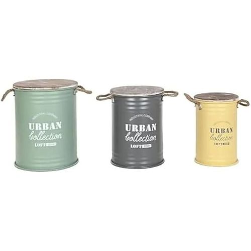Coffre - Home Esprit - Multicolore - Métal Vintage - 38x38x48 Cm - Petit Meuble Complément