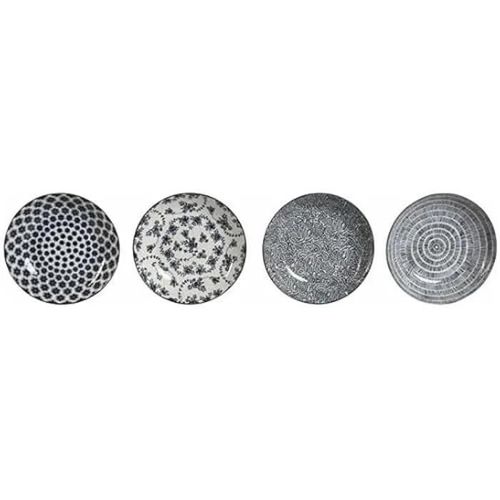 Assiette Creuse - Marque - Assortiment Décoré - Porcelaine - 20 Cm - Lot De 4 Pièces