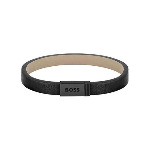 Bracelet - Boss - 1580337s - Acier Noir - Cuir Noir - 17.5 Cm