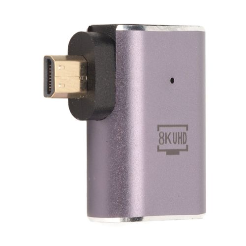 Adaptateur HD femelle vers Micro HD à Angle gauche avec lumière LED, prise en charge de 48Gbps, résolution 8K, convertisseur Plug and Play HD vers Micro HD