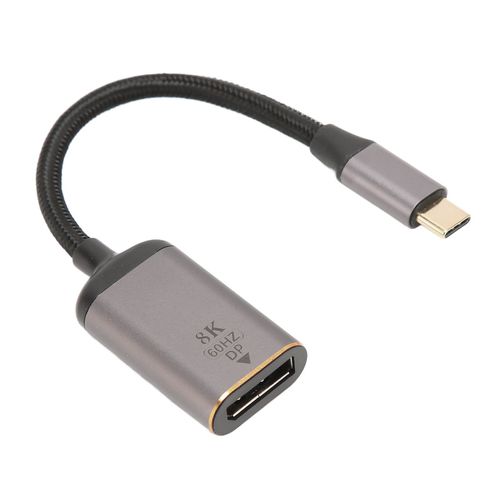 Adaptateur USB C vers DisplayPort en alliage d'aluminium, convertisseur USB C mâle vers DP femelle 8K 30Hz 4K 144Hz HDR