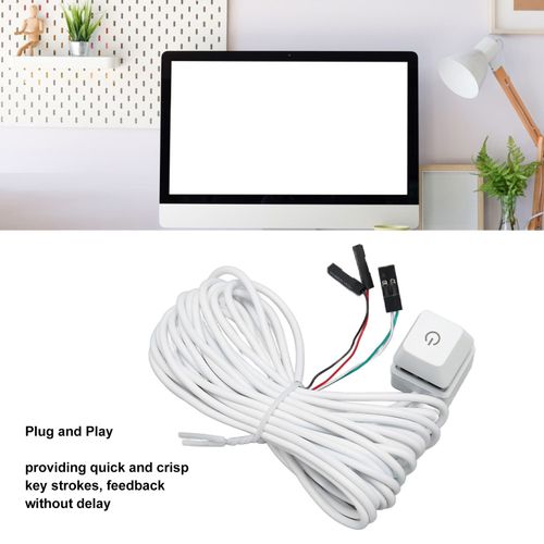 Interrupteur D'alimentation Pc Clé MéCanique Blanche Interrupteur Bleu RéTro-éClairé Plug And Play Bouton D'alimentation Pc Pour Ordinateur De Bureau Gaming LumièRe Verte CâBle De 2 M