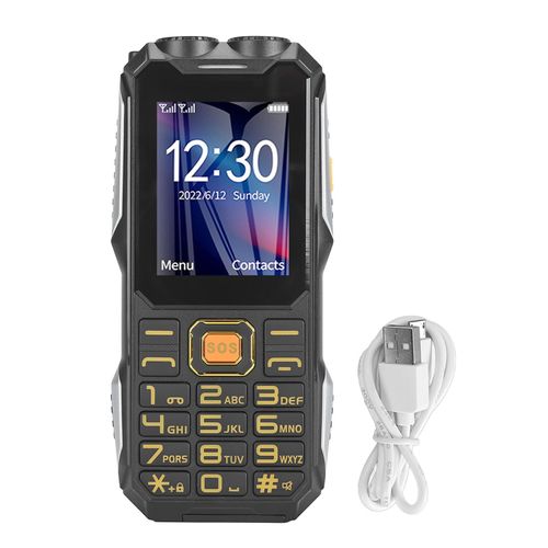 TéLéPhone Portable Robuste 4g Pour Seniors, éCran De 2,6 Pouces, Gros Bouton, 16 800 Mah, Double Lampe De Poche Led, Diffusion Vocale En Langue éTrangèRe, Double Sim, Double Veille, Noir