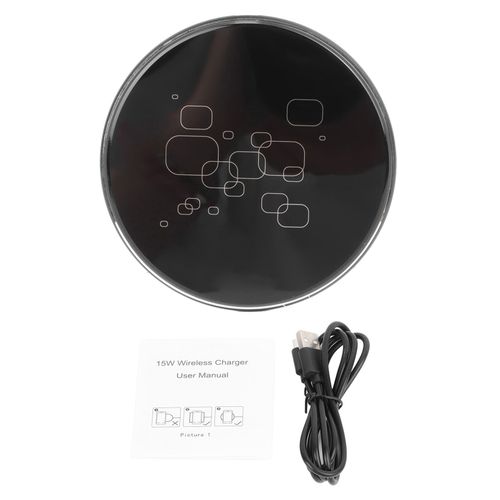 Chargeur Sans Fil Ultra-Mince 15w Max, Tapis De Charge Rapide Sans Fil Pour TéLéPhones Portables Et Tablettes, Noir