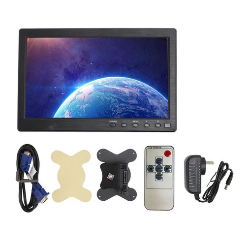 Moniteur portable de 10,1 pouces, résolution 1024 x 600, écran HD IPS, télécommande, haut-parleur intégré, moniteur USB pour PC, système de vidéosurveillance POS, prise AU