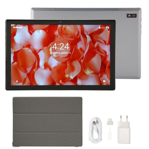 Tablette 10,1 pouces 16 Go de RAM 1 To ROM Octa Core CPU double caméra 4G LTE 5G WiFi 8000 mAh Tablette de bureau avec étui film 100-240 V Gris Prise UE