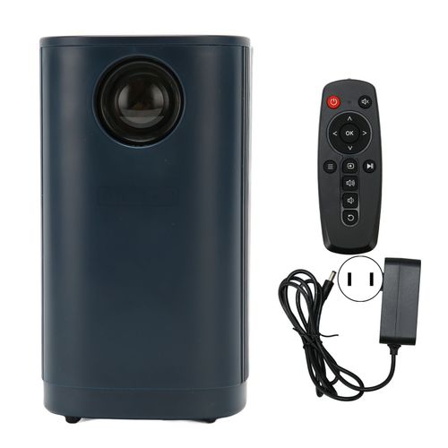 Mini projecteur 1080P 16 à 100 pouces, télécommande de projection, double haut-parleur, projecteur portable pour famille et extérieur, prise américaine bleue 100-240V