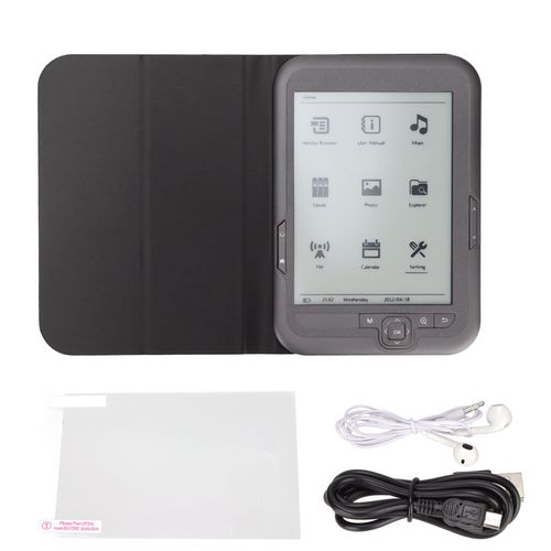 Ereader 6in 800x600 HD écran d'encre lecteur Ebook Support FM avec étui de protection casque écran d'encre E lecteur pour la lecture 4GB