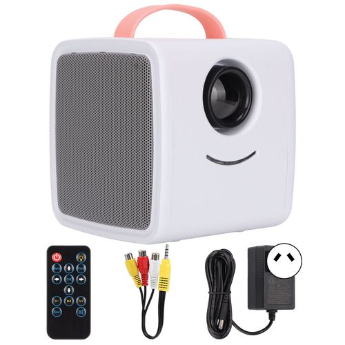 Mini projecteur 1080P 2W haut-parleur lumière douce et inoffensive 30000 heures projecteur portable durable pour le bureau à domicile 100-240VQ2 prise AU rose