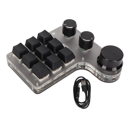 Mini clavier personnalisé 9 touches 3 boutons Programmable rvb rétro-éclairé programmation Macro clavier pour ordinateur logiciel de jeu noir
