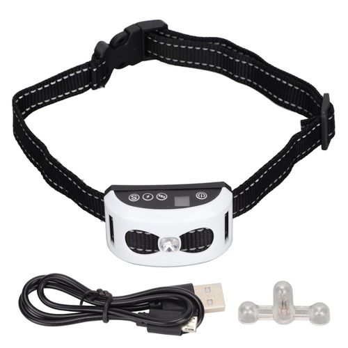 Collier Anti-Aboiement Pour Chien, Bip, Vibration, éTanche, Anti-Aboiement, Avec 7 SensibilitéS RéGlables, Pour Chiens De Petite, Moyenne Et Grande Taille, Blanc