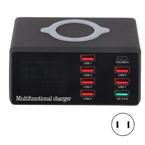 Chargeur Rapide Usb 100-240v 5v 20a Qc3.0 10w, Sans Fil, 8 Ports, Pour Smartphone, Prise Us