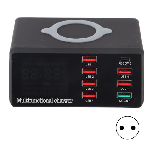Chargeur Rapide Usb 100-240v 5v 20a Qc3.0 10w, Sans Fil, 8 Ports, Pour Smartphone, Prise Ue