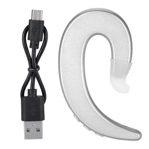 Crochet d'oreille mains libres casque Bluetooth sans fil tête d'écouteur à Conduction osseuse indolore (argent)