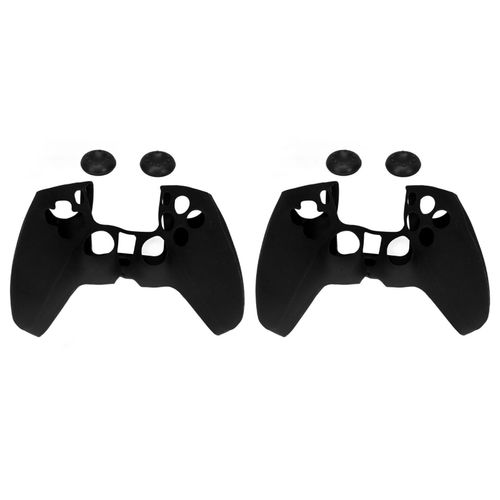 Housse De Protection Ergonomique En Silicone, 2 PièCes, Souple, Anti-Glissement, Anti-PoussièRe, Manchon De PoignéE Pour ContrôLeur Ps5, Noir