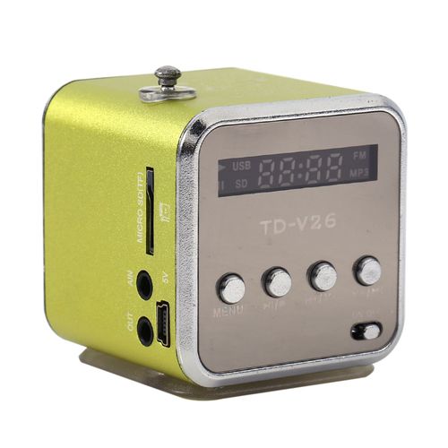 Mini Haut-Parleur Lecteur De Musique Portable Radio Fm Pc Mode Support Carte Tf Et Disque U Vert