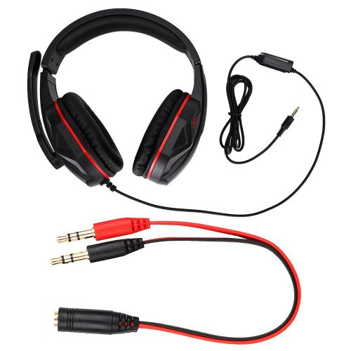 Casque De Jeu CompéTitif 3,5 Mm Avec Microphone, éCouteurs Filaires Pour Ps4 (Noir + Rouge)