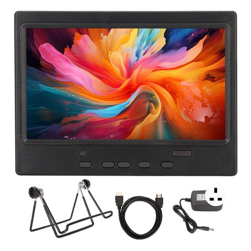 Moniteur Portable 7 Pouces 1024 X 600 Prend En Charge L'interface MultiméDia Hd éCran Portable Vga Av Avec Prise En Charge Pour Pc Support En Fer 100-240 V Prise Britannique