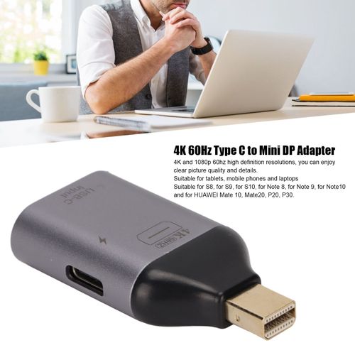 Adaptateur Usb C Femelle Vers Mini Displayport MâLe 4k 60hz, Convertisseur Et Adaptateur D'alimentation Pd Pour TéLéPhone Portable, Projecteur Et Moniteur